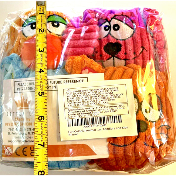 Better Line Hand Puppets NEW 4 Animals Colorful Bunny Duck Cat Elephant Sealed - Picture 7 of 8